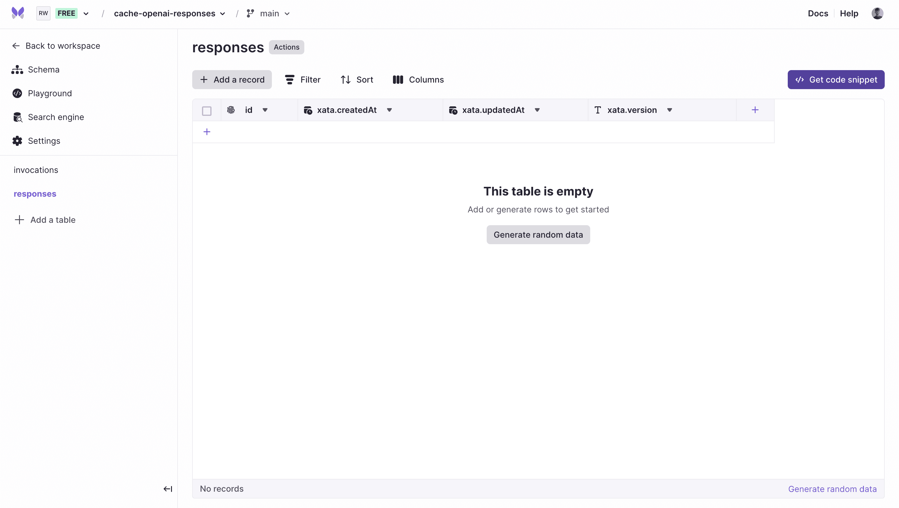 Browse newly initialized table