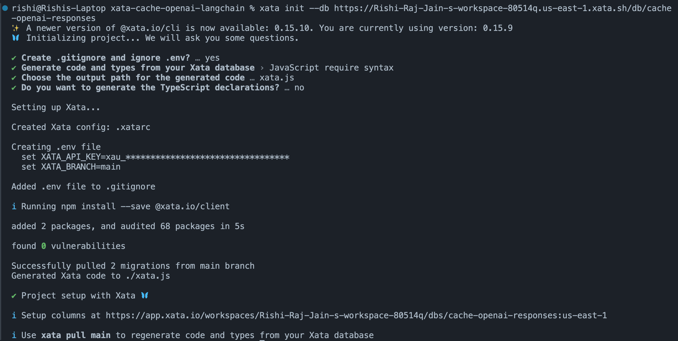 Setup Xata via CLI