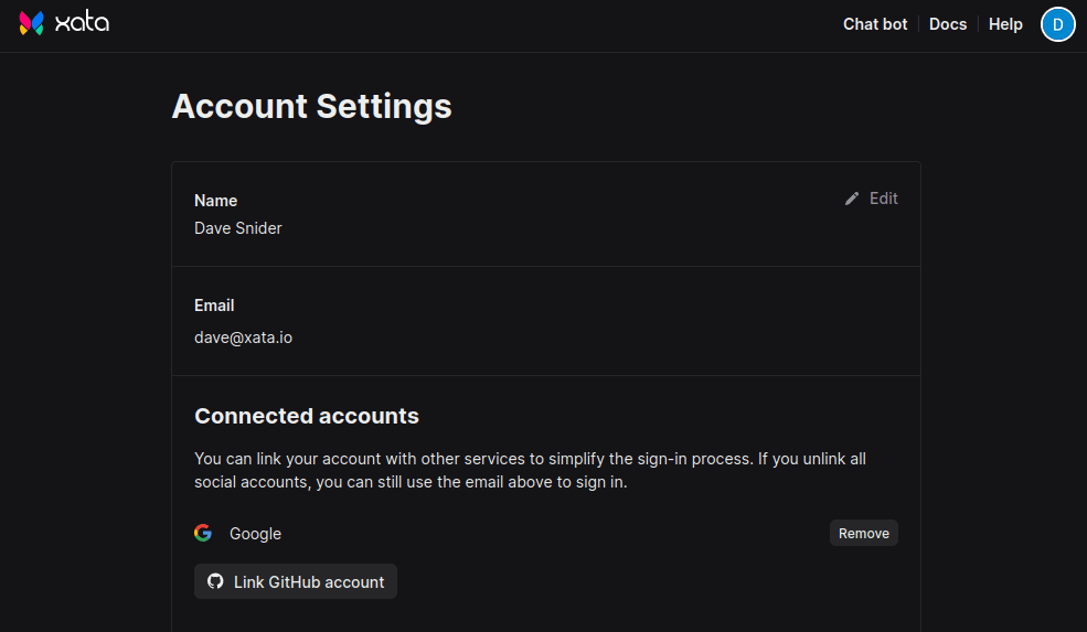 Account settings